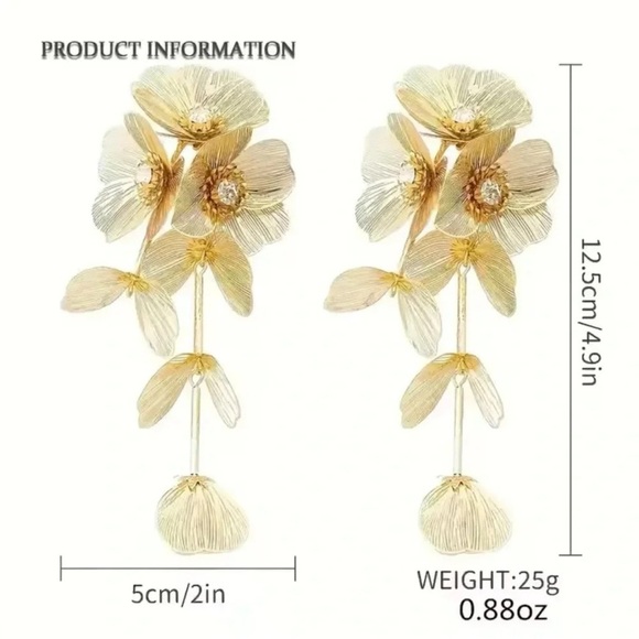 Zara Kate Middleton Cascading Gold Flower Earrings - Picture 6 of 8